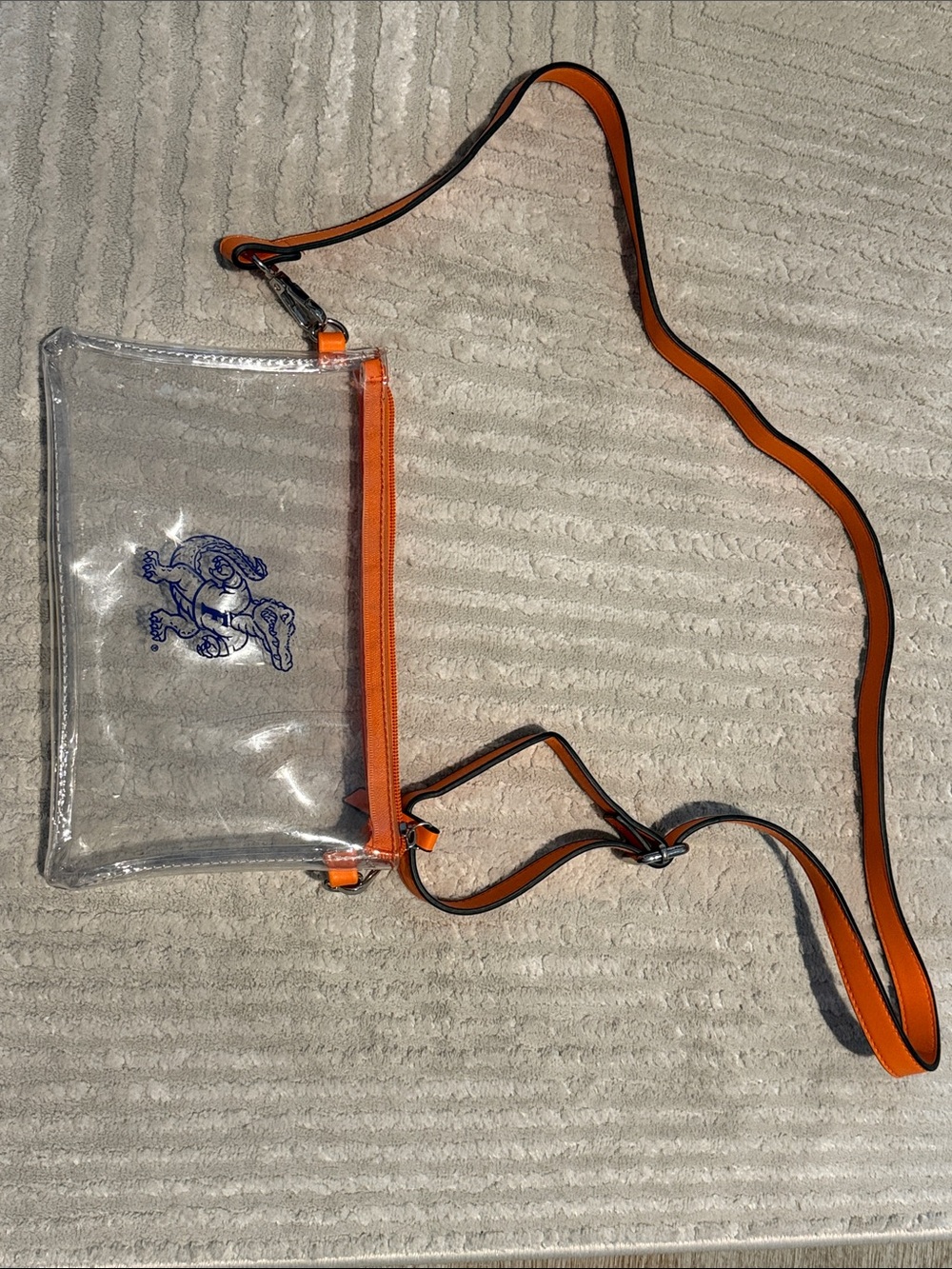Clear Florida Gators Crossbody Bag with Orange Trim and Strap & Poncho